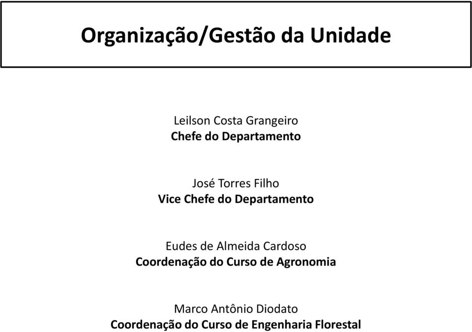 Eudes de Almeida Cardoso Coordenação do Curso de Agronomia