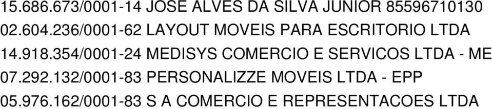 354/0001-24 MEDISYS COMERCIO E SERVICOS - ME 07.292.