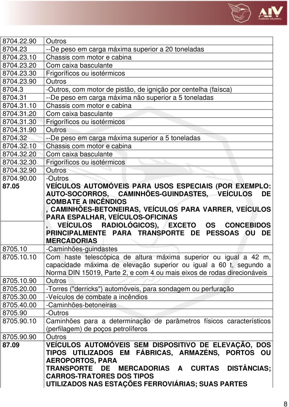 --De peso em carga máxima superior a 5 toneladas 87.. Chassis com motor e cabina 87.. Com caixa basculante 87.. Frigoríficos ou isotérmicos 87.. Outros 87.. -Outros 87.