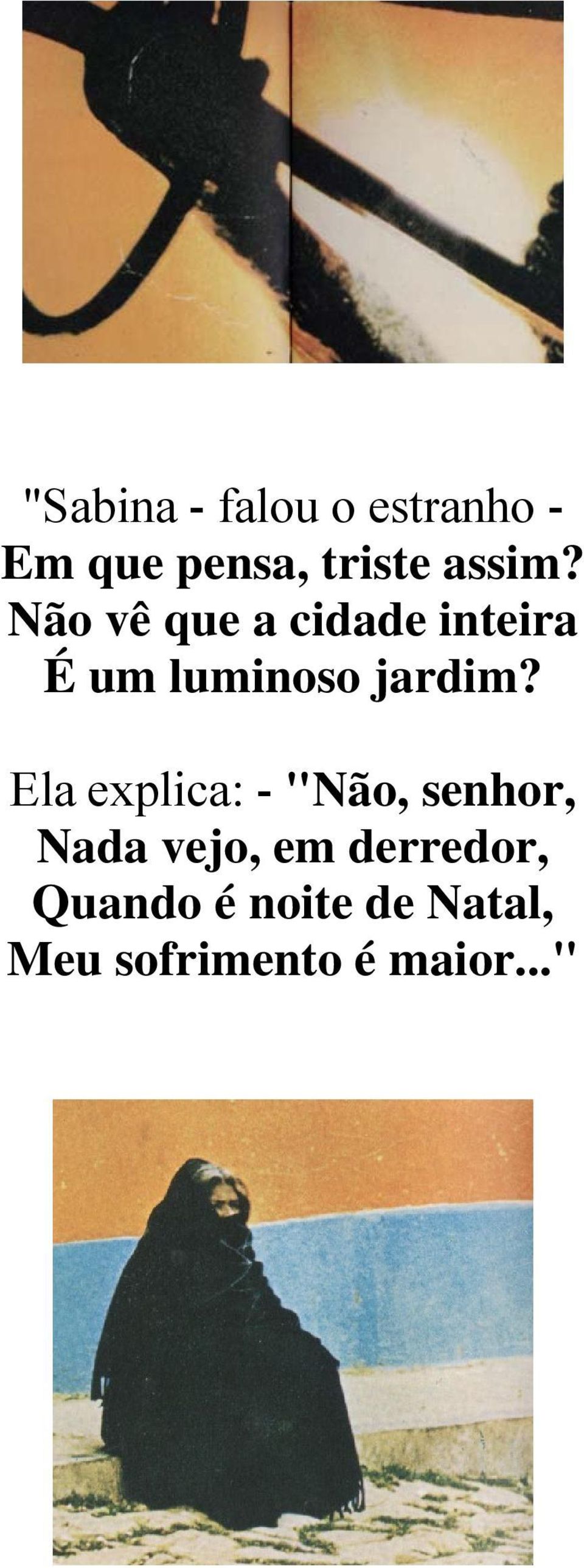 Não vê que a cidade inteira É um luminoso jardim?