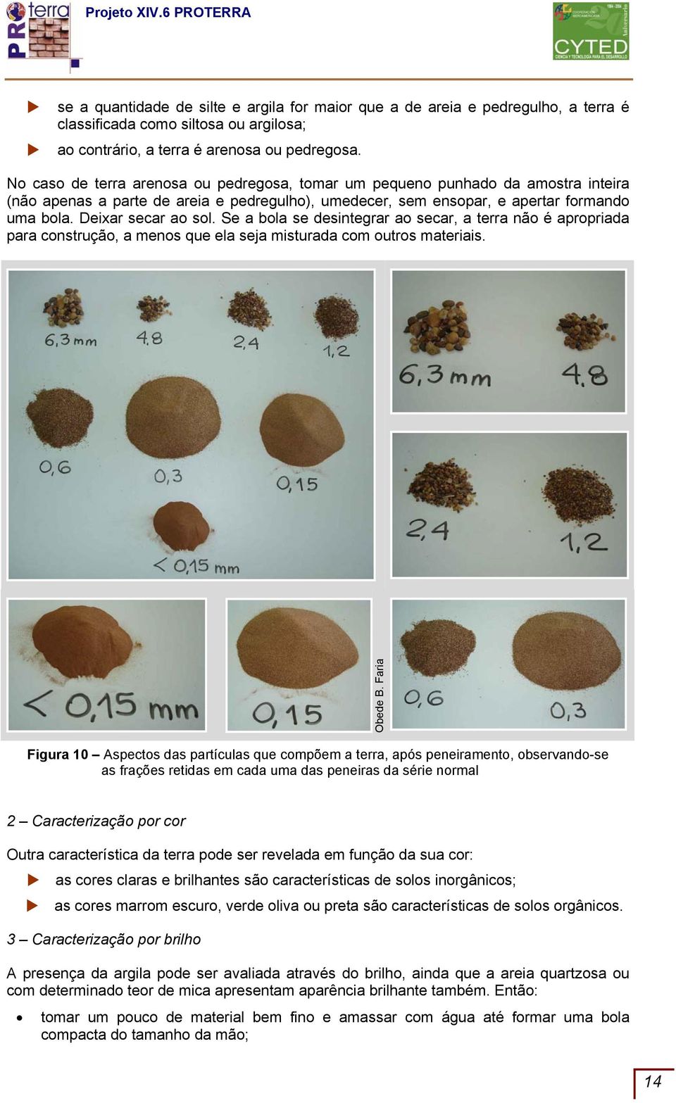 Se a bola se desintegrar ao secar, a terra não é apropriada para construção, a menos que ela seja misturada com outros materiais. Obede B.