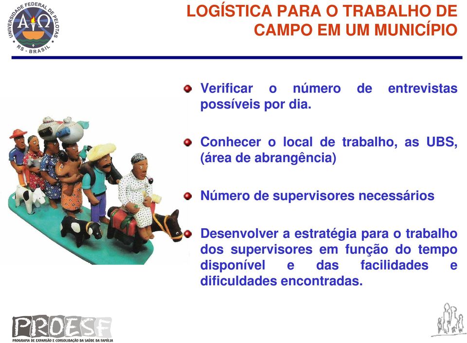 Conhecer o local de trabalho, as UBS, (área de abrangência) Número de supervisores