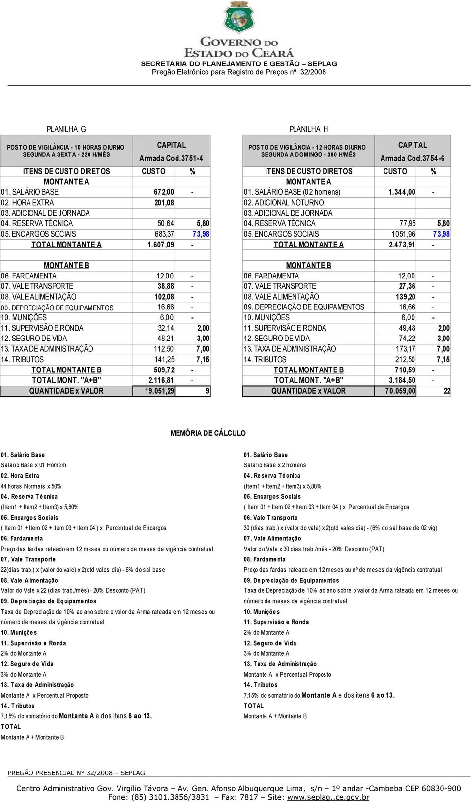 ADICIONAL DE JORNADA 03. ADICIONAL DE JORNADA 04. RESERVA TÉCNICA 50,64 5,80 04. RESERVA TÉCNICA 77,95 5,80 05. ENCARGOS SOCIAIS 683,37 73,98 05. ENCARGOS SOCIAIS 1051,96 73,98 TOTAL 1.