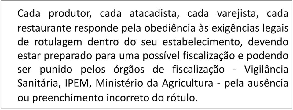 uma possível fiscalização e podendo ser punido pelos órgãos de fiscalização - Vigilância