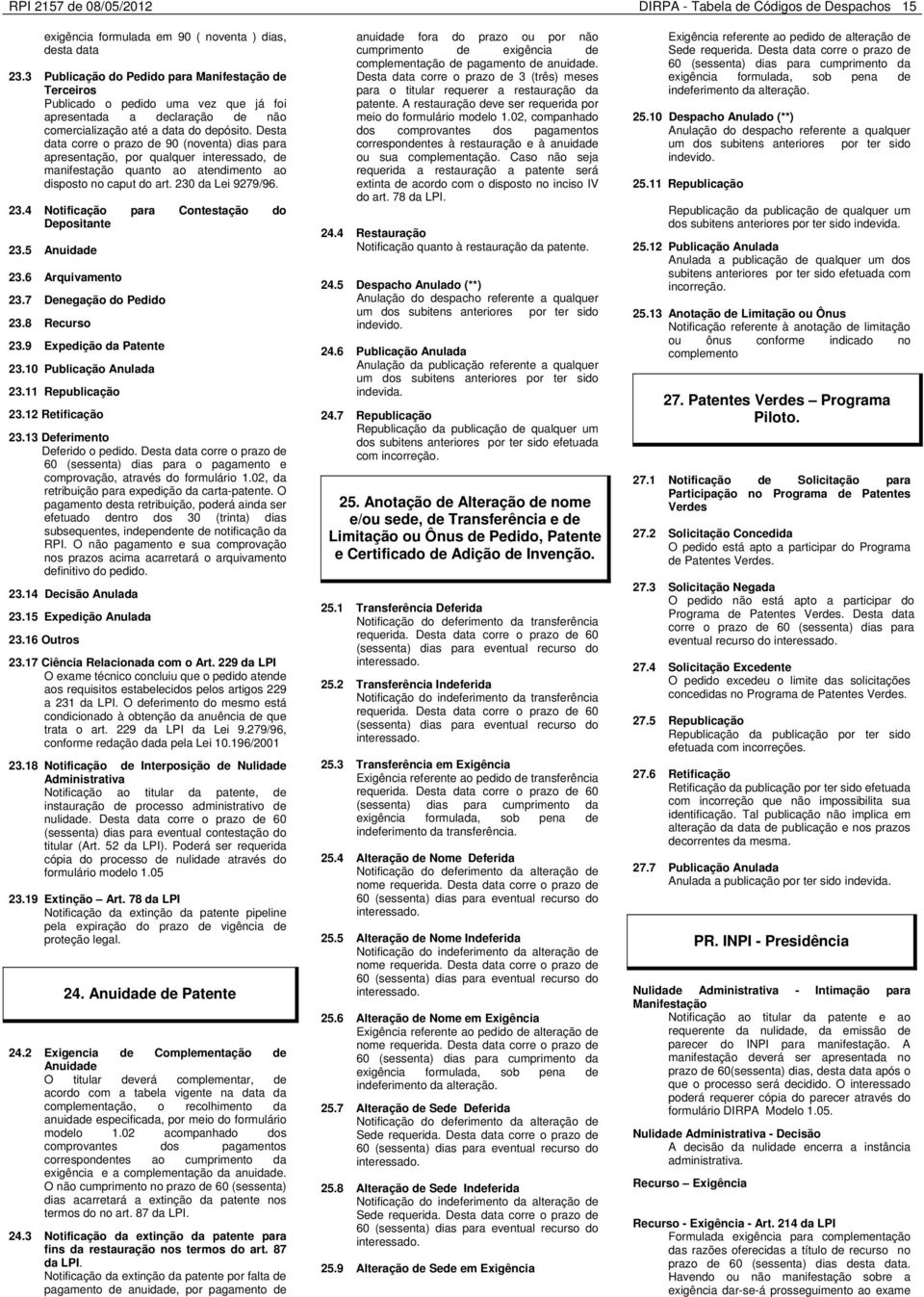 Desta data corre o prazo de 90 (noventa) dias para apresentação, por qualquer interessado, de manifestação quanto ao atendimento ao disposto no caput do art. 230