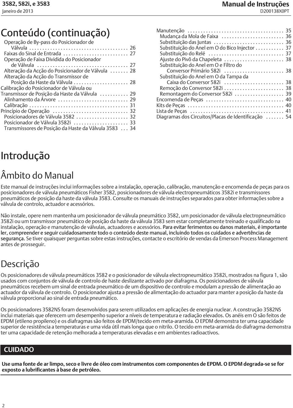 .. 8 Calibração do Posicionador de Válvula ou Transmissor de Posição da Haste da Válvula... 9 Alinhamento da Árvore... 9 Calibração... 31 Princípio de Operação... 3 Posicionadores de Válvula 358.