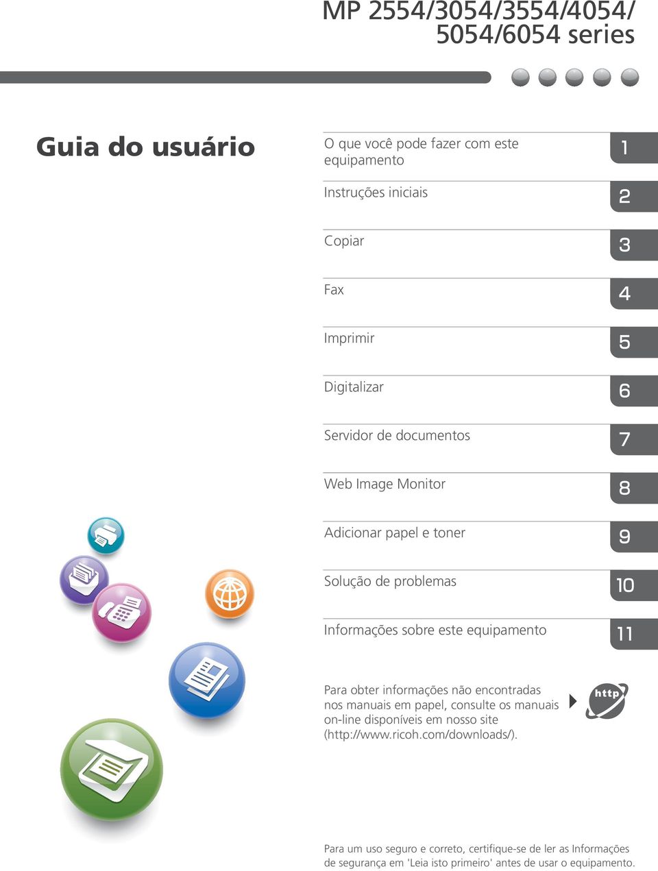 informações não encontradas nos manuais em papel, consulte os manuais on-line disponíveis em nosso site (http://www.ricoh.