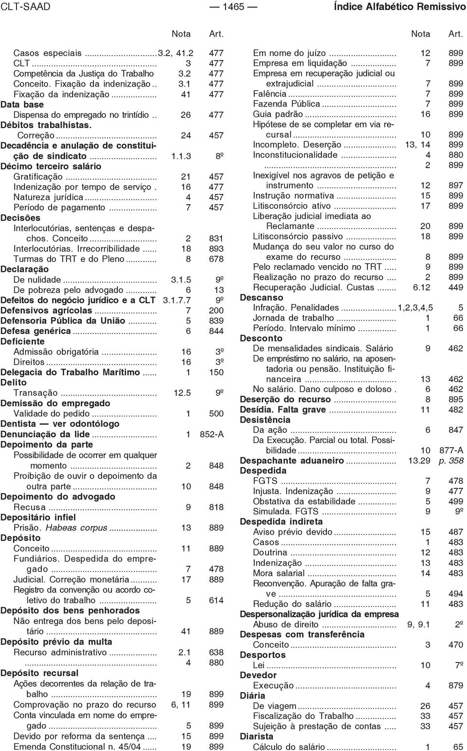 .. 21 457 Indenização por tempo de serviço. 16 477 Natureza jurídica... 4 457 Período de pagamento... 7 457 Decisões Interlocutórias, sentenças e despachos. Conceito... 2 831 Interlocutórias.