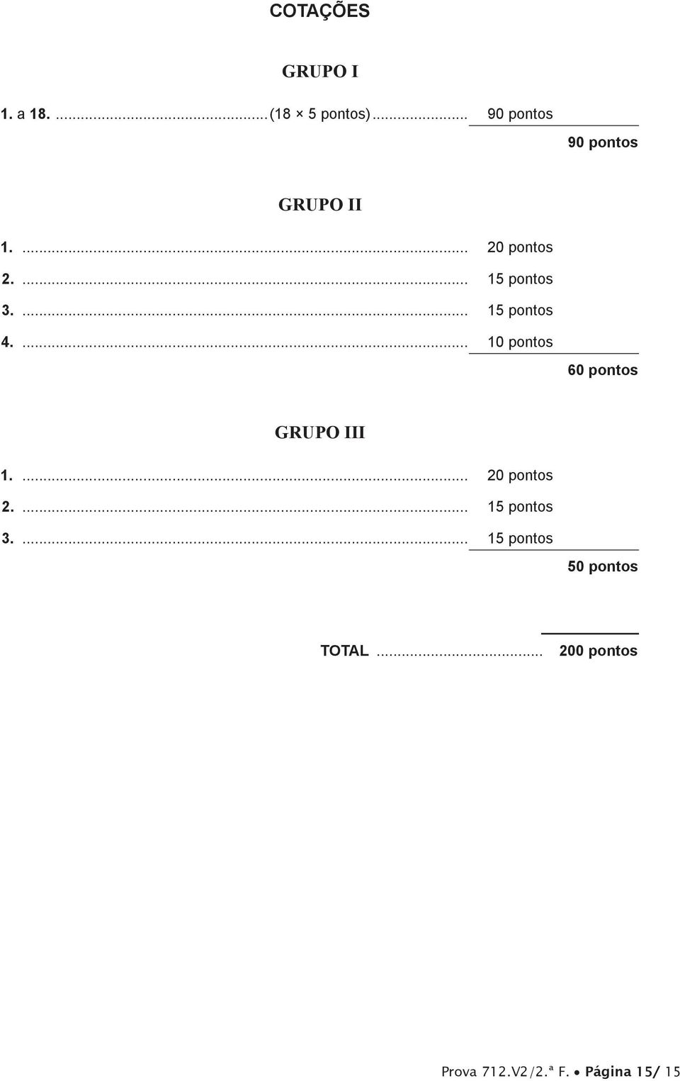 ... 15 pontos 4.... 10 pontos 60 pontos GRUPO III 1.... 20 pontos 2.