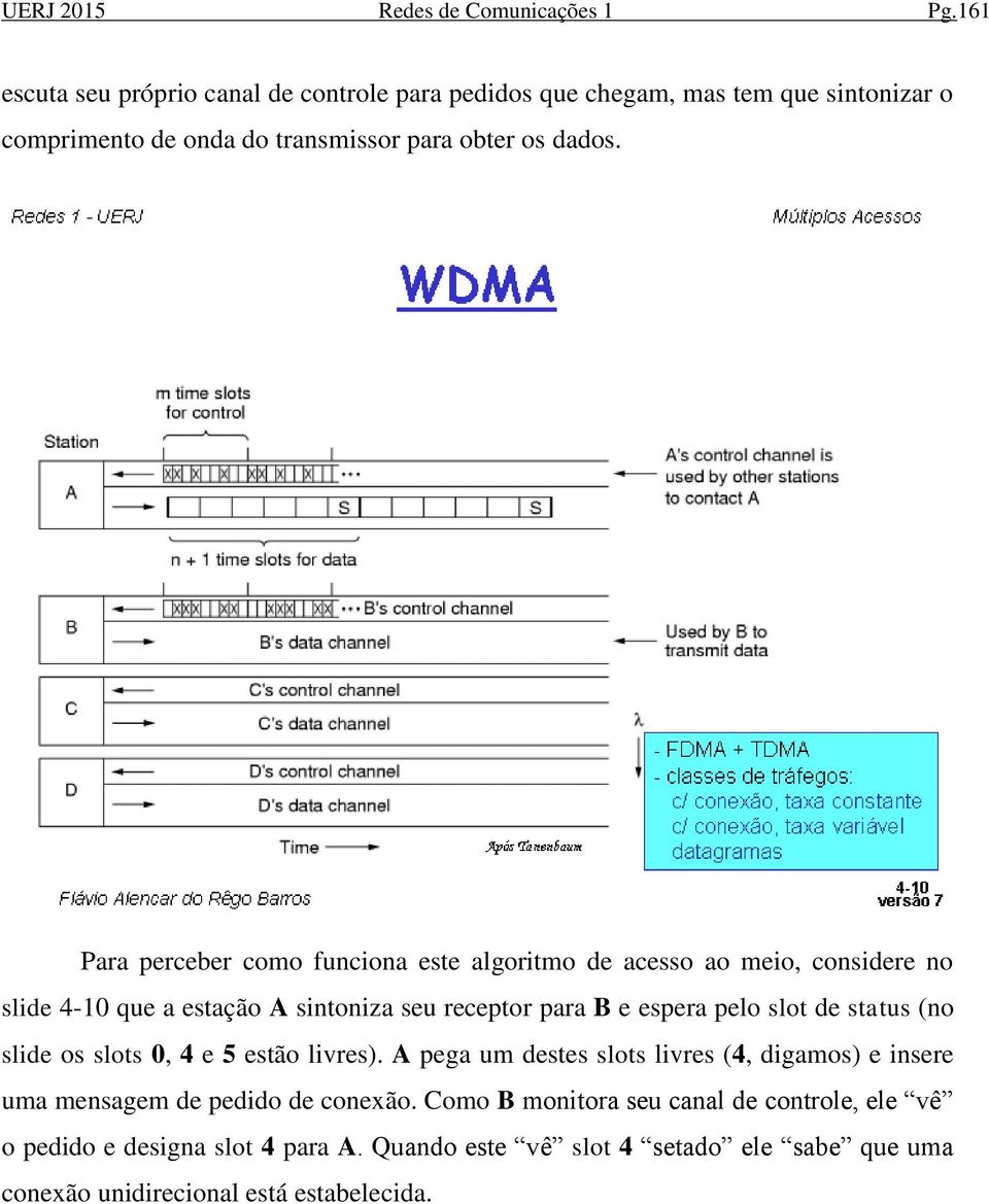 Para perceber como funciona este algoritmo de acesso ao meio, considere no slide 4-10 que a estação A sintoniza seu receptor para B e espera pelo slot de status