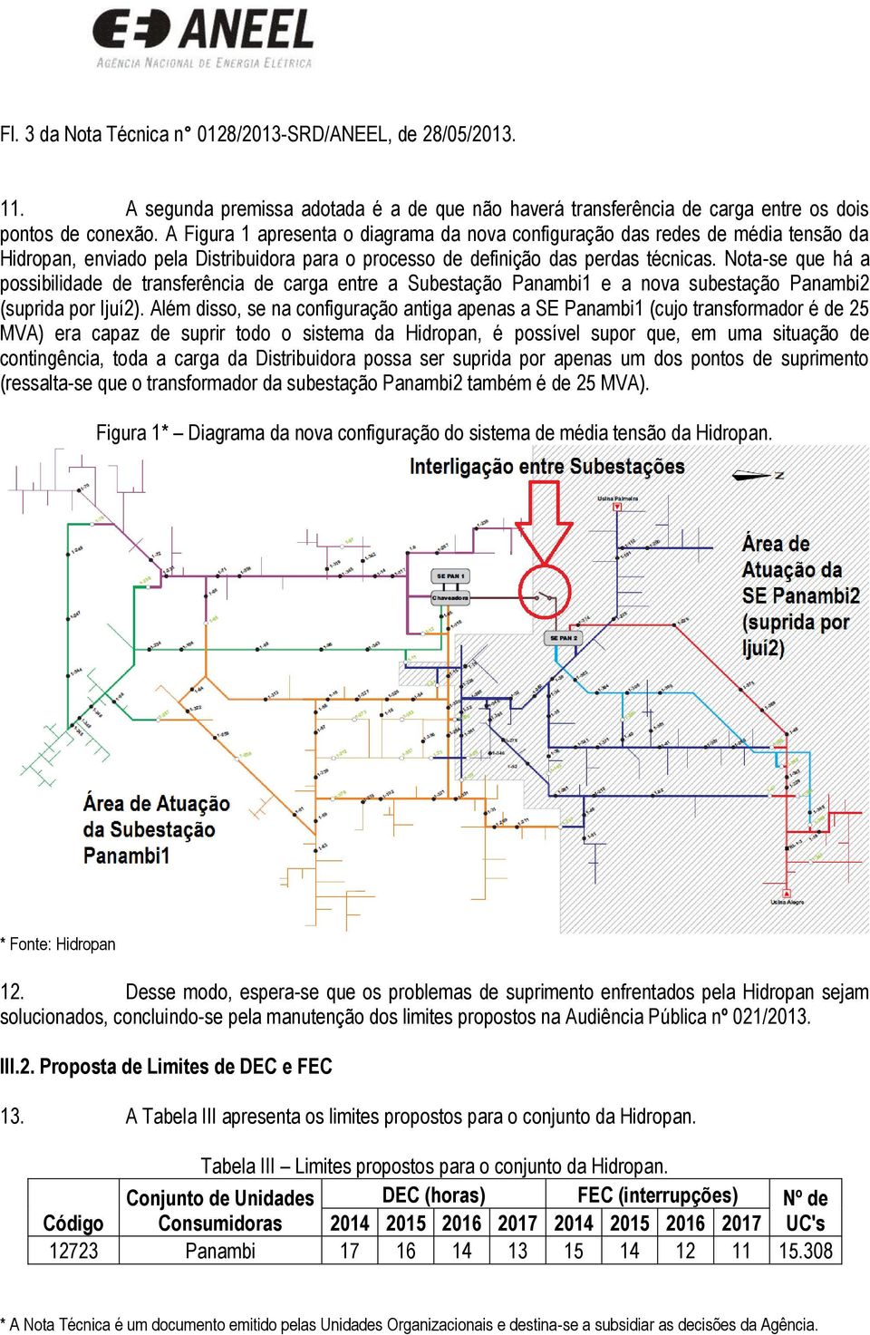 Nota-se que há a possibilidade de transferência de carga entre a Subestação Panambi1 e a nova subestação Panambi2 (suprida por Ijuí2).