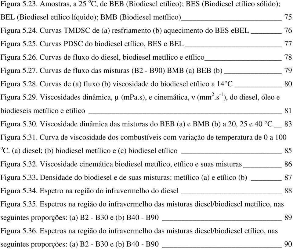 Curvas de fluxo do diesel, biodiesel metílico e etílico 78 Figura 5.27. Curvas de fluxo das misturas (B2 - B90) BMB (a) BEB (b) 79 Figura 5.28.