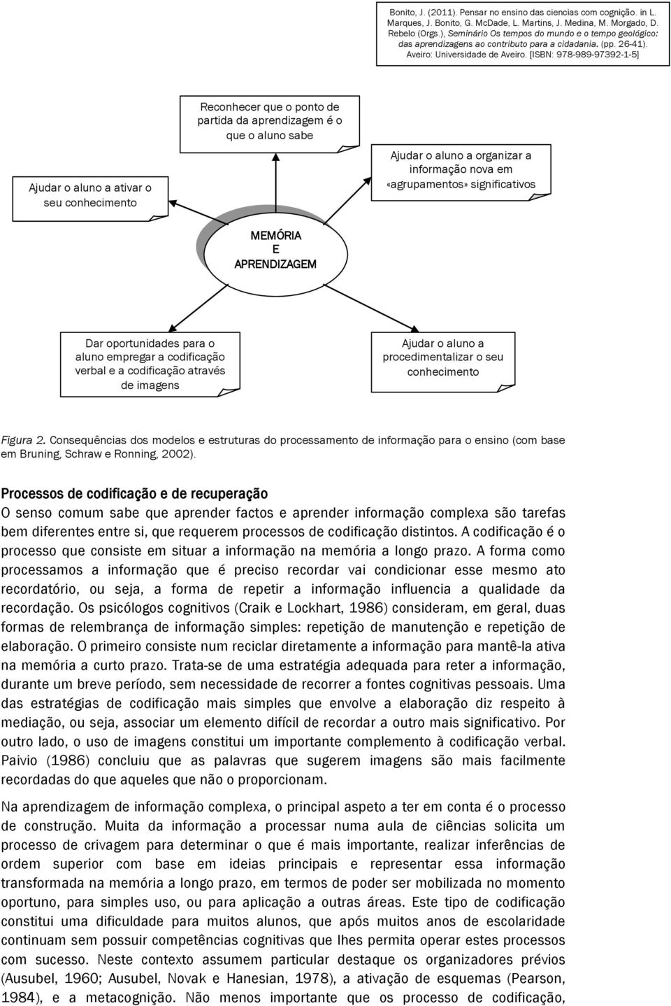 Consequências dos modelos e estruturas do processamento de informação para o ensino (com base em Bruning, Schraw e Ronning, 2002).