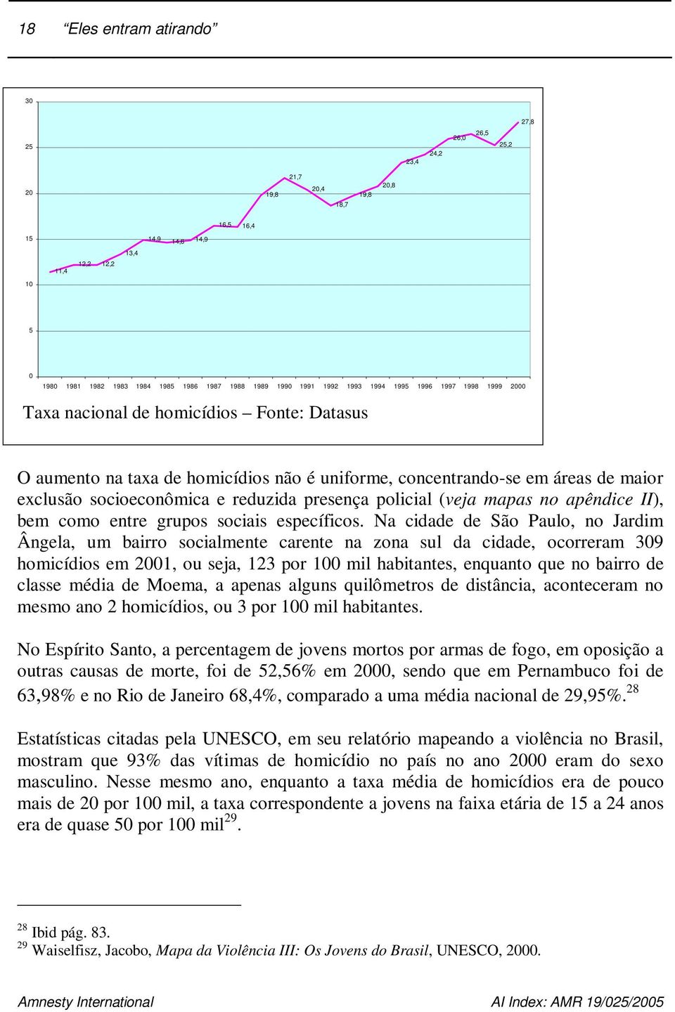 socioeconômica e reduzida presença policial (veja mapas no apêndice II), bem como entre grupos sociais específicos.