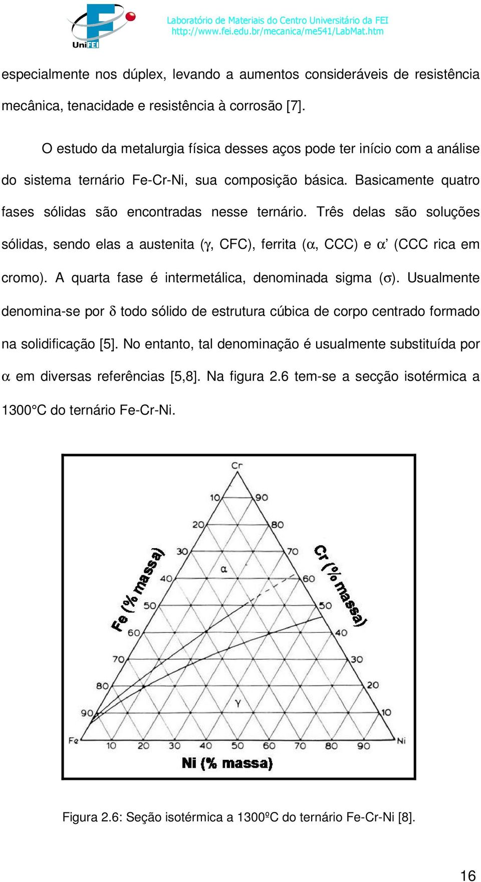 Três delas são soluções sólidas, sendo elas a austenita (γ, CFC), ferrita (α, CCC) e α (CCC rica em cromo). A quarta fase é intermetálica, denominada sigma (σ).