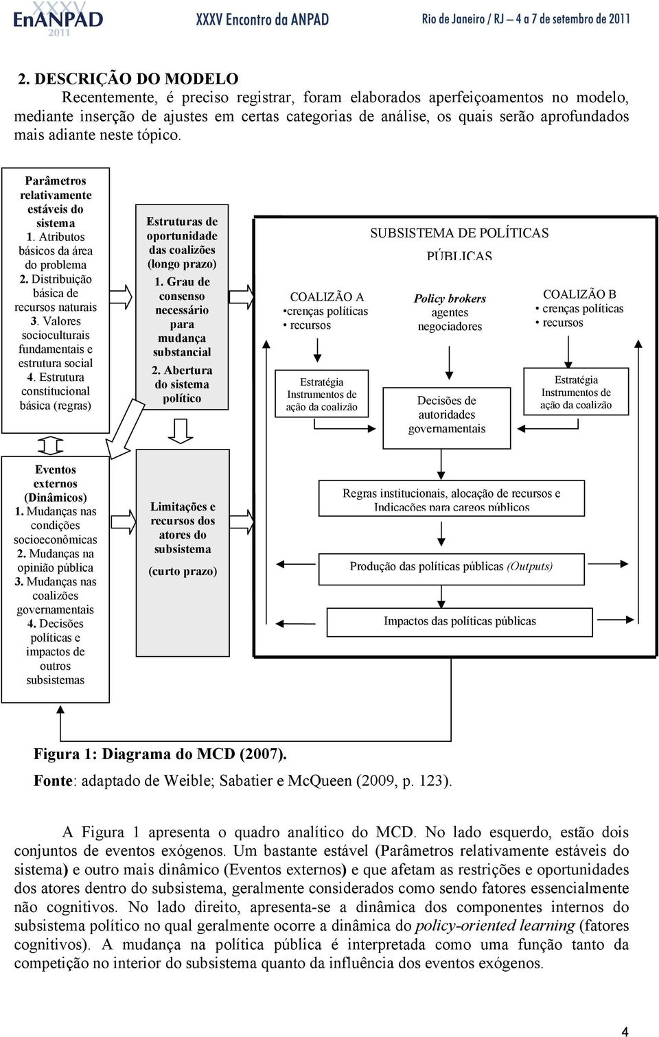 Valores socioculturais fundamentais e estrutura social 4. Estrutura constitucional básica (regras) Estruturas de oportunidade das coalizões (longo prazo) 1.