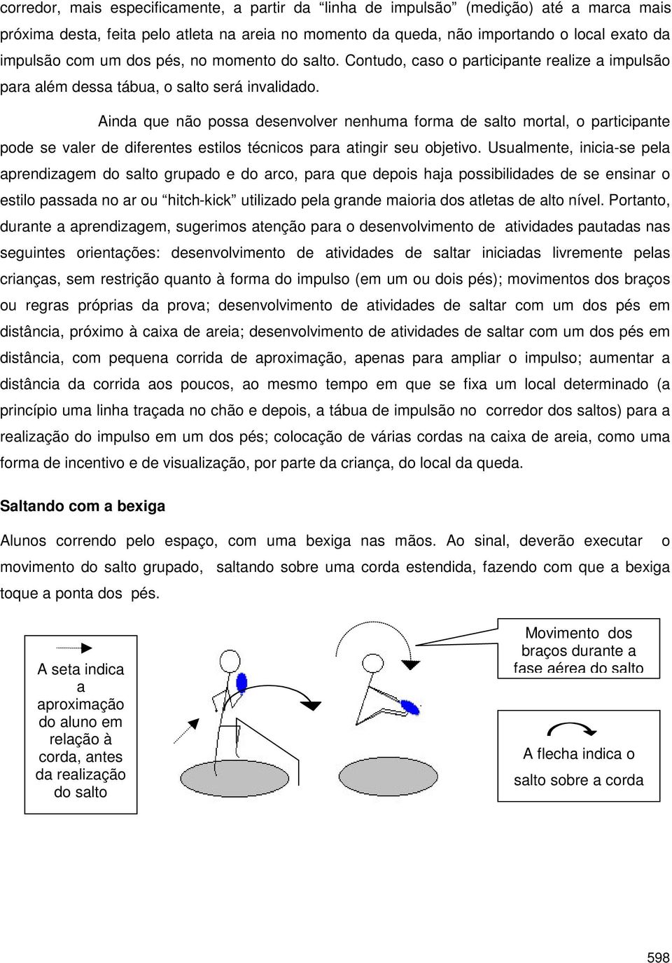 Ainda que não possa desenvolver nenhuma forma de salto mortal, o participante pode se valer de diferentes estilos técnicos para atingir seu objetivo.