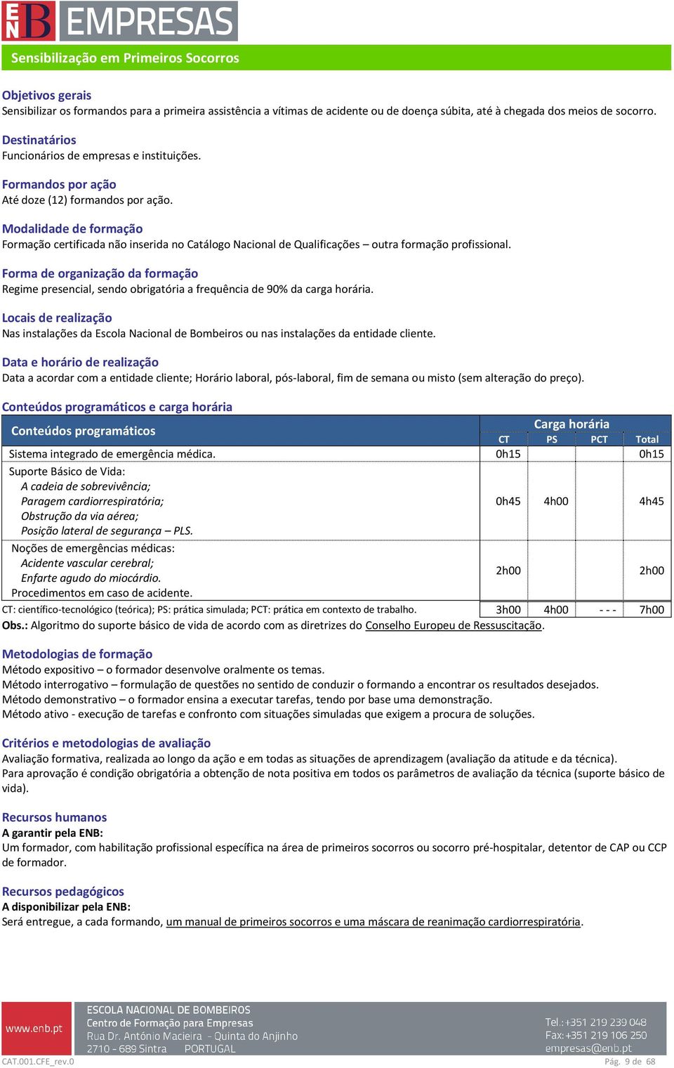 Modalidade de formação Formação certificada não inserida no Catálogo Nacional de Qualificações outra formação profissional.