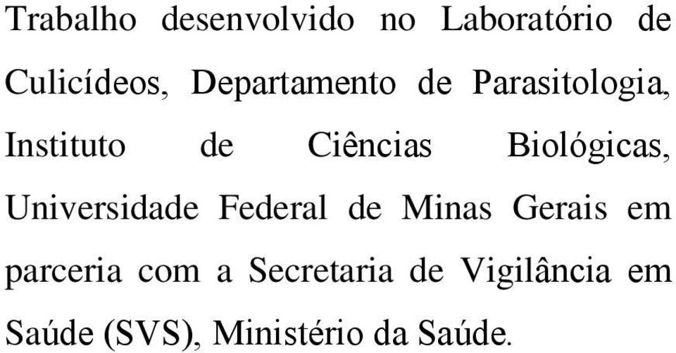 Biológicas, Universidade Federal de Minas Gerais em