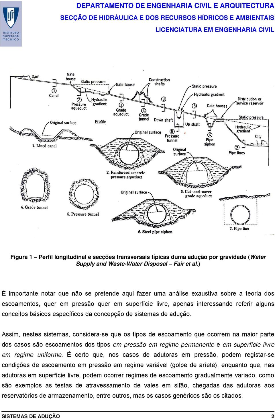 específicos da concepção de sisemas de adução.