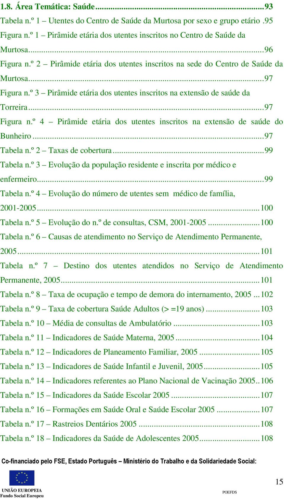..97 Tabela n.º 2 Taxas de cobertura...99 Tabela n.º 3 Evolução da população residente e inscrita por médico e enfermeiro...99 Tabela n.º 4 Evolução do número de utentes sem médico de família, 2001-2005.