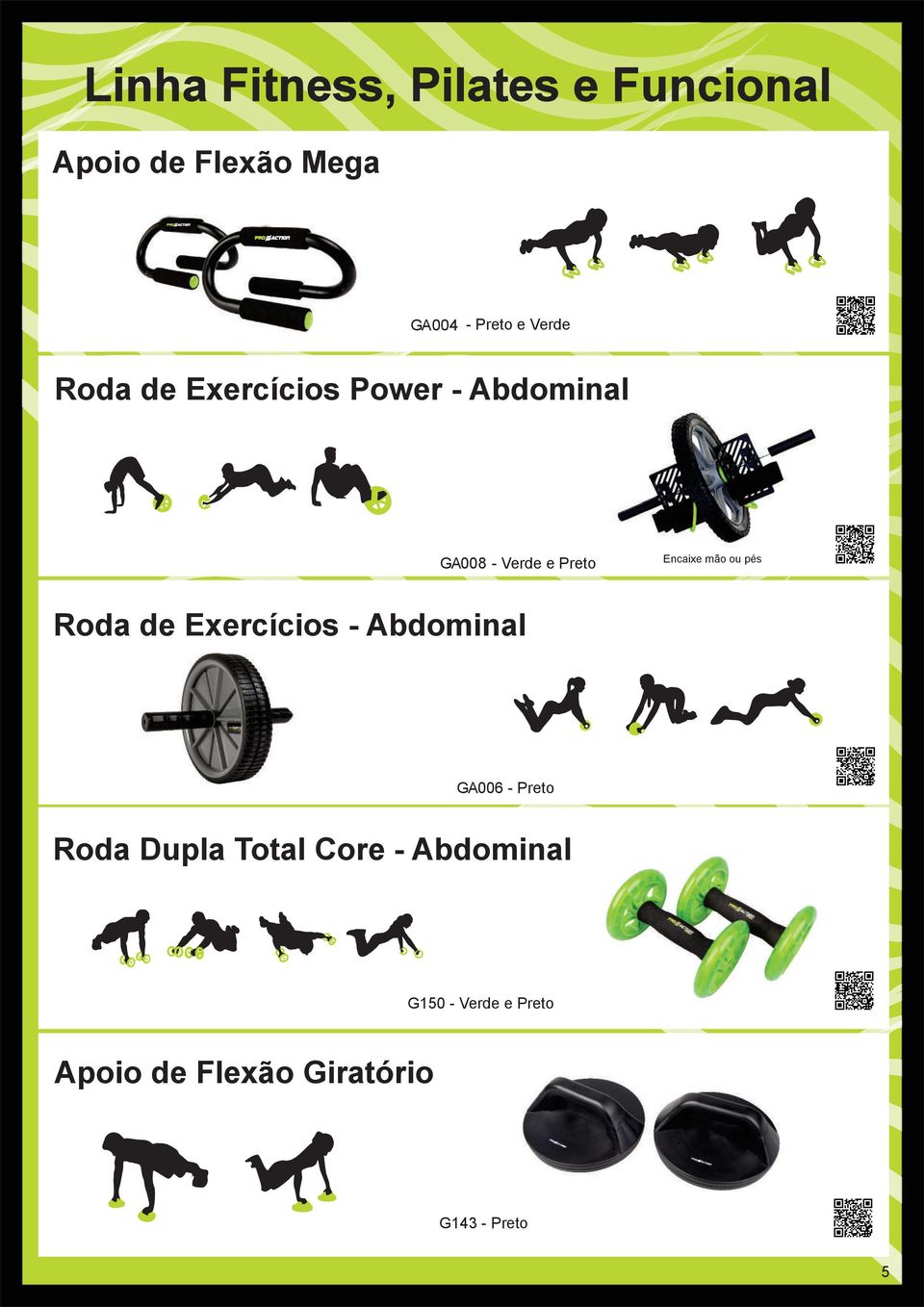 Verde e Preto Roda de Exercícios - Abdominal G A006 - Preto Roda Dupla