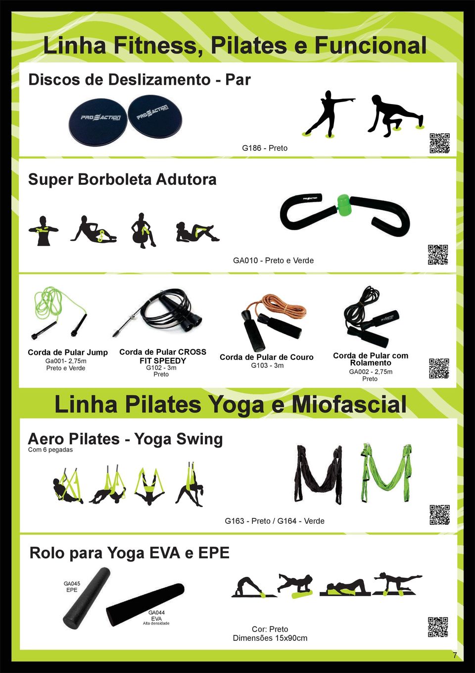 G103-3m Corda de Pular com Rolamento GA002-2,75m Preto Linha Pilates Yoga e Miofascial Aero Pilates - Yoga Swing Com 6