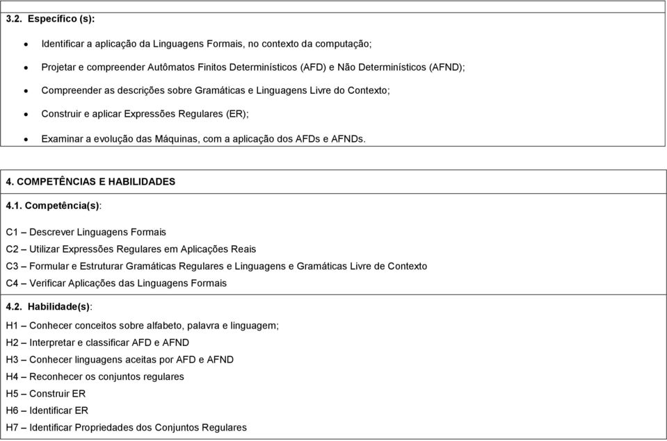 COMPETÊNCIAS E HABILIDADES 4.1.