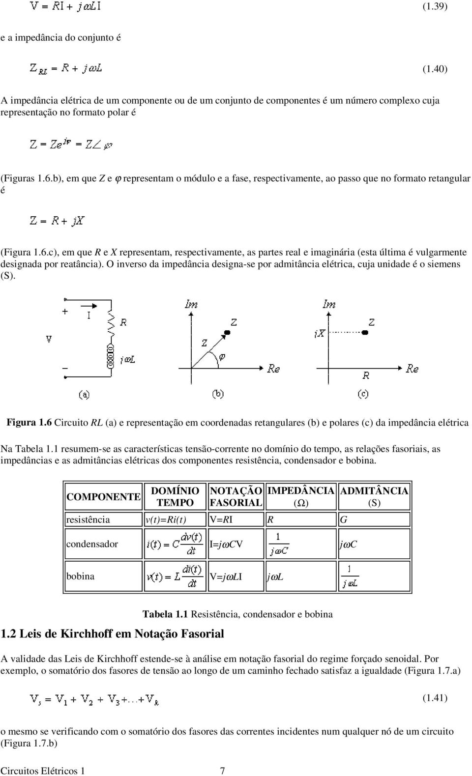 c), em que R e X representam, respectivamente, as partes real e imaginária (esta última é vulgarmente designada por reatância).