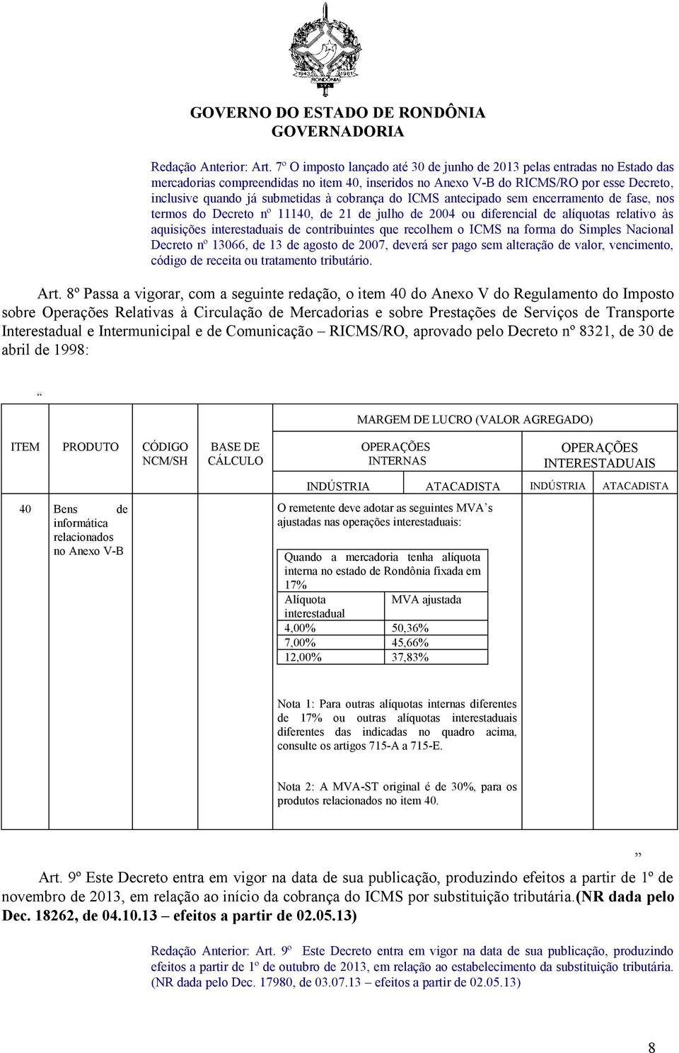 cobrança do ICMS antecipado sem encerramento de fase, nos termos do Decreto nº 11140, de 21 de julho de 2004 ou diferencial de alíquotas relativo às aquisições interestaduais de contribuintes que