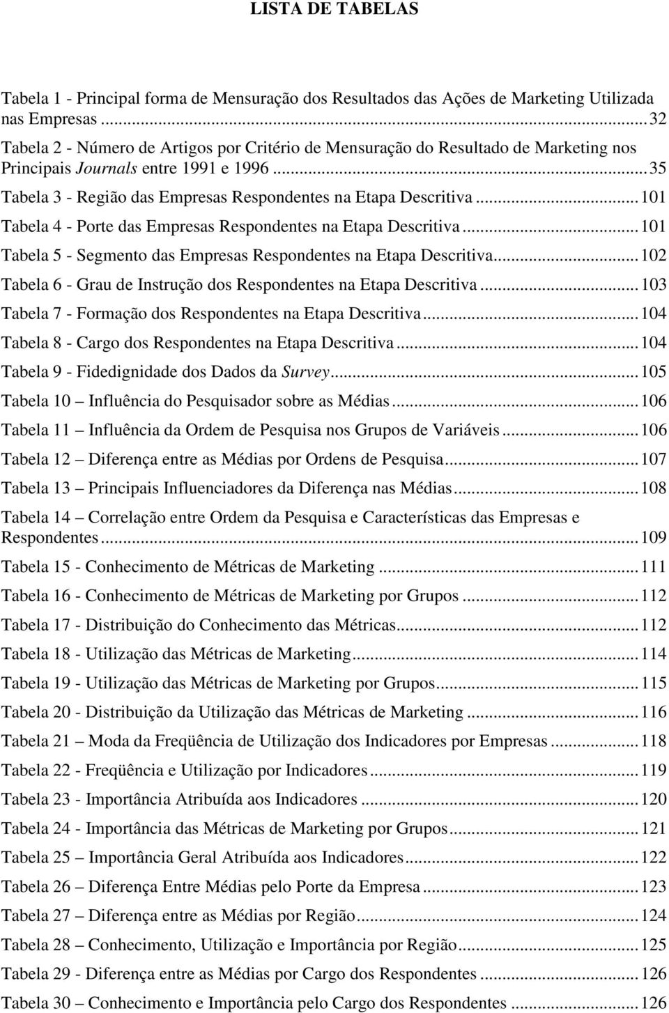 .. 101 Tabela 4 - Porte das Empresas Respondentes na Etapa Descritiva... 101 Tabela 5 - Segmento das Empresas Respondentes na Etapa Descritiva.