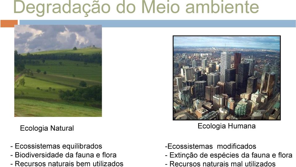 naturais bem utilizados Ecologia Humana -Ecossistemas