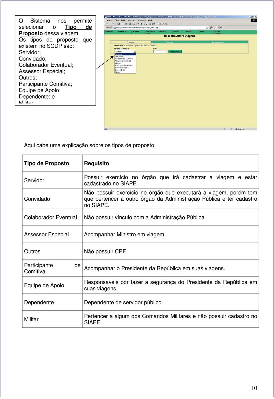 Aqui cabe uma explicação sobre os tipos de proposto.