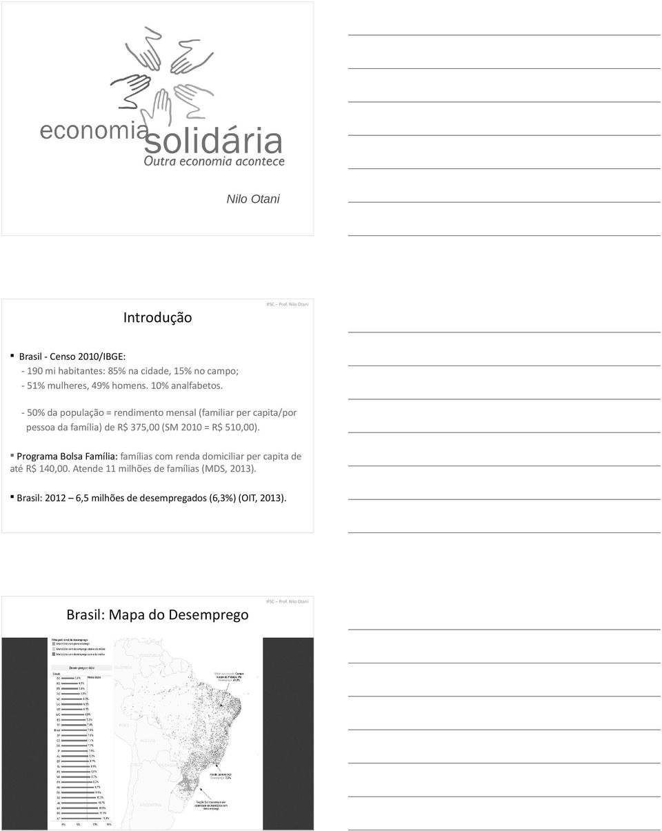 - 50% da população = rendimento mensal (familiar per capita/por pessoa da família) de R$ 375,00 (SM 2010 = R$ 510,00).