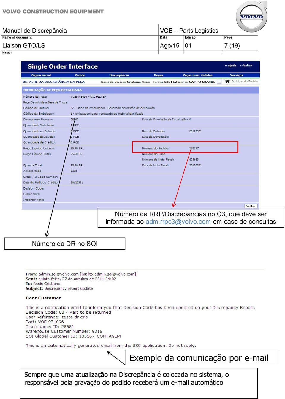 com em caso de consultas Número da DR no SOI Exemplo da comunicação por e-mail