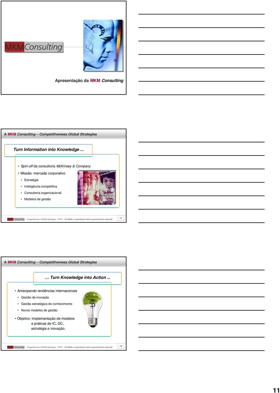 Modelos de gestão 31 A MKM Consulting Competitiveness Global Strategies Turn Knowledge into Action.