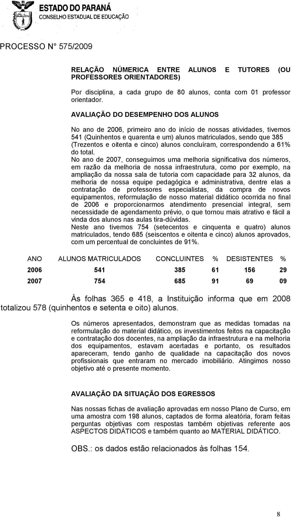 cinco) alunos concluíram, correspondendo a 61% do total.