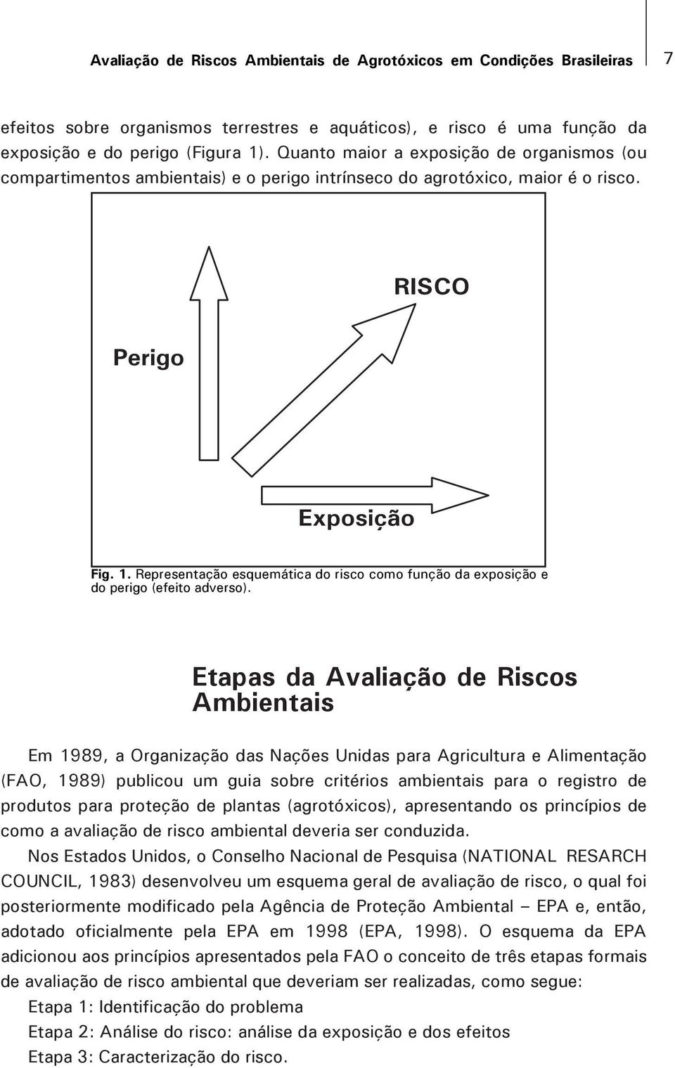 Representação esquemática do risco como função da exposição e do perigo (efeito adverso).