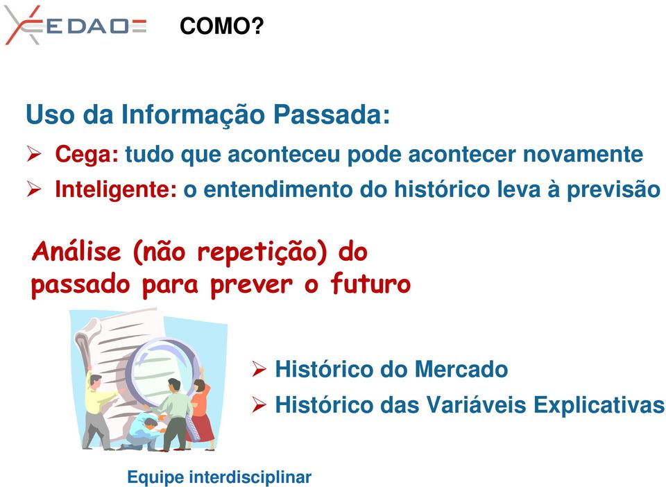 previsão Análise (não repetição) do passado para prever o futuro