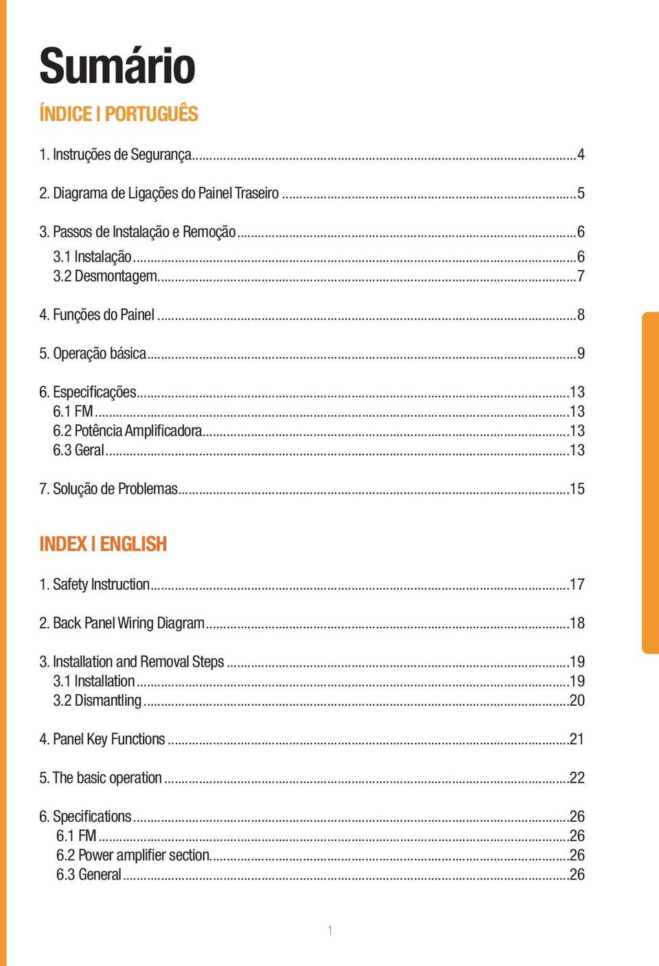 ..15 INDEX ENGLISH 1. Safety Instruction...17 2. Back Panel Wiring Diagram...18 3. Installation and Removal Steps...19 3.1 Installation...19 3.2 Dismantling.