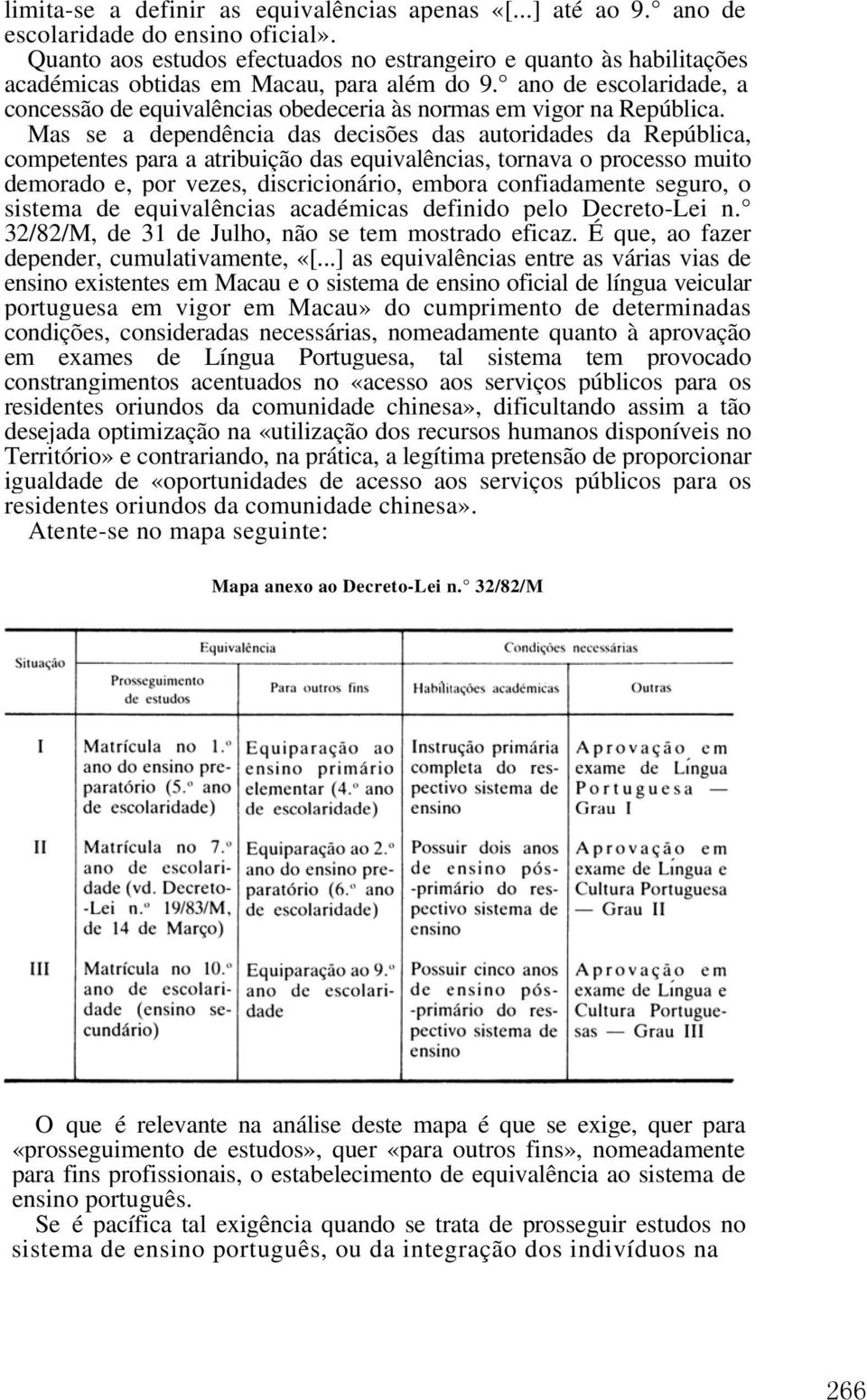 ano de escolaridade, a concessão de equivalências obedeceria às normas em vigor na República.