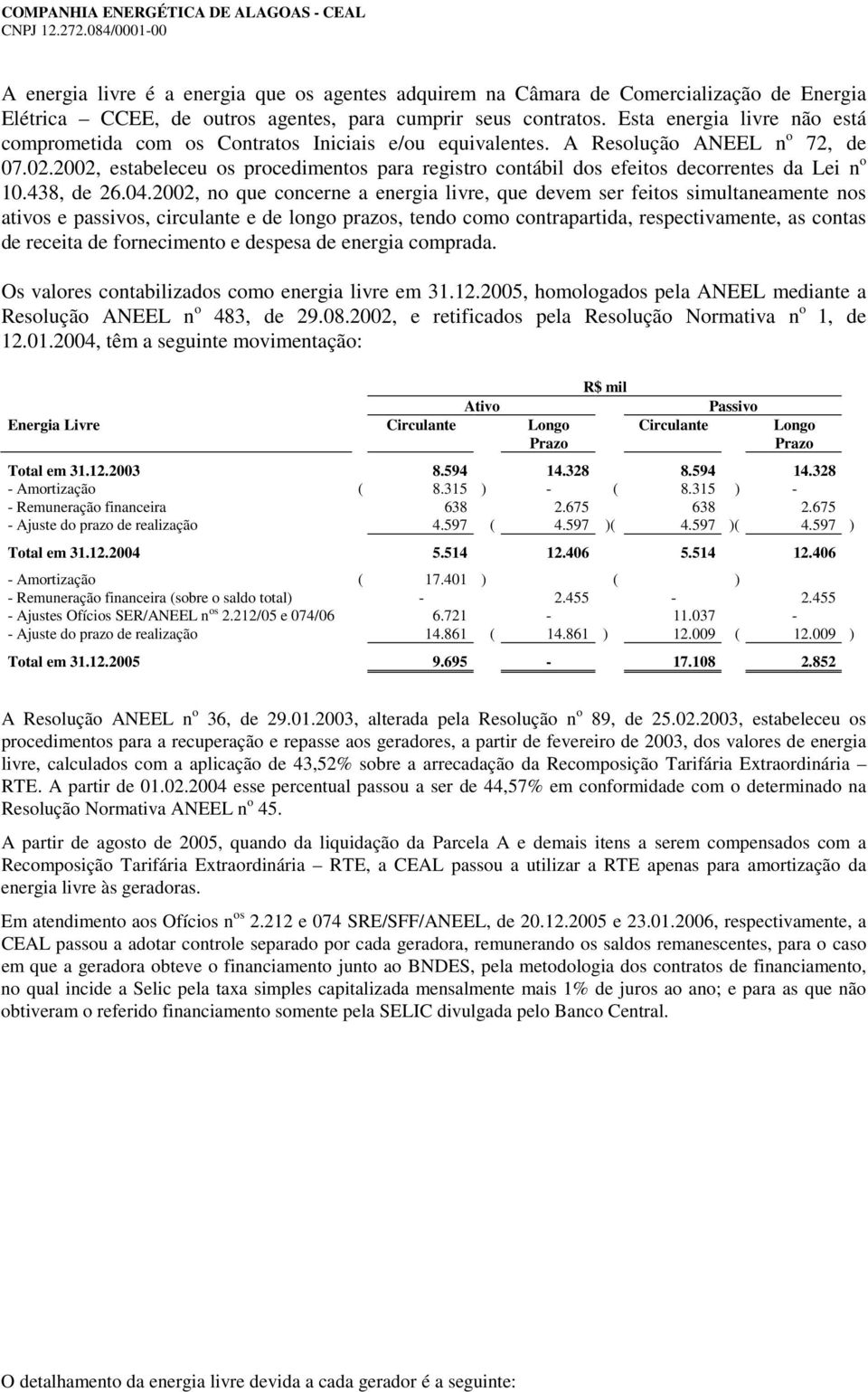 2002, estabeleceu os procedimentos para registro contábil dos efeitos decorrentes da Lei n o 10.438, de 26.04.