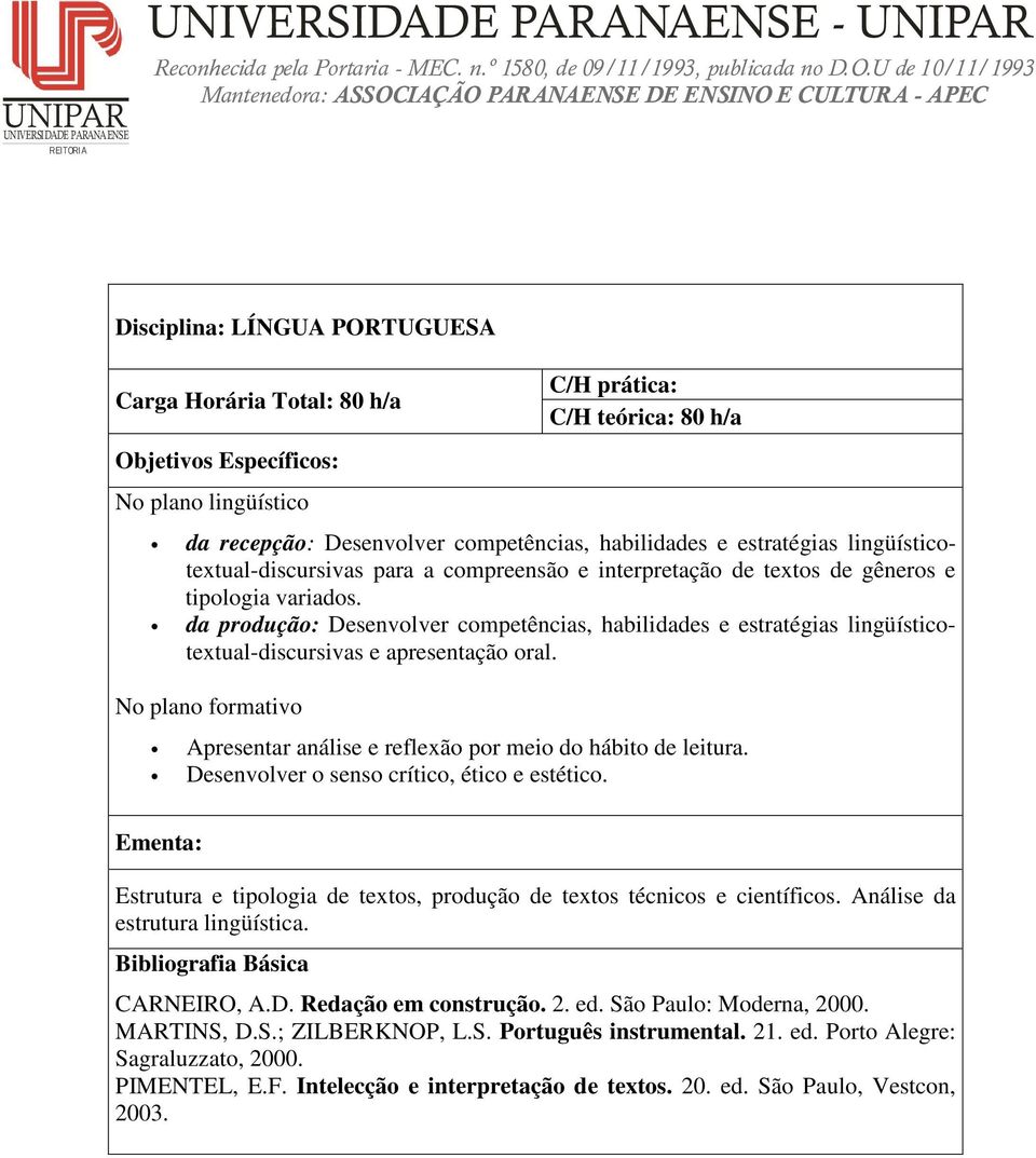 No plano formativo Apresentar análise e reflexão por meio do hábito de leitura. Desenvolver o senso crítico, ético e estético.