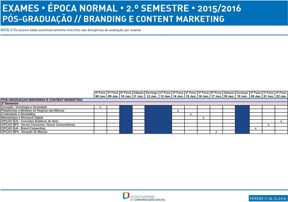 disciplinas de avaliação por eame.