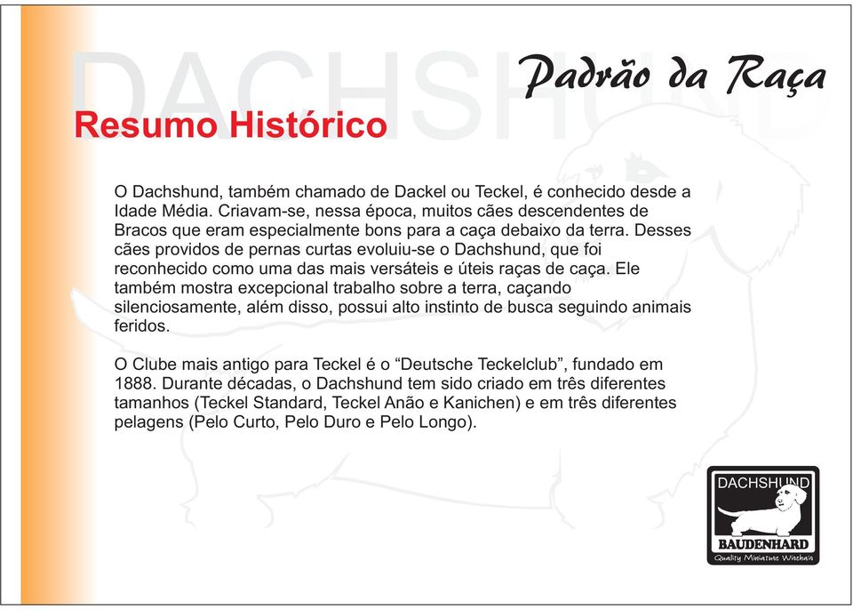 Desses cães providos de pernas curtas evoluiu-se o Dachshund, que foi reconhecido como uma das mais versáteis e úteis raças de caça.