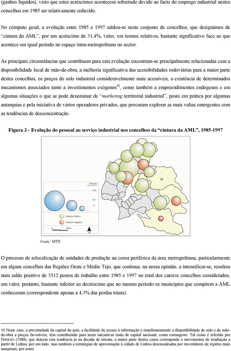 face ao que acontece em igual período no espaço intra-metropolitano no sector.