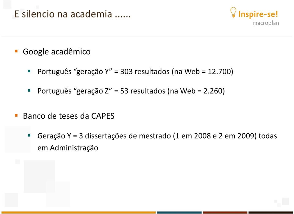 = 12.700) Português geração Z = 53 resultados (na Web = 2.