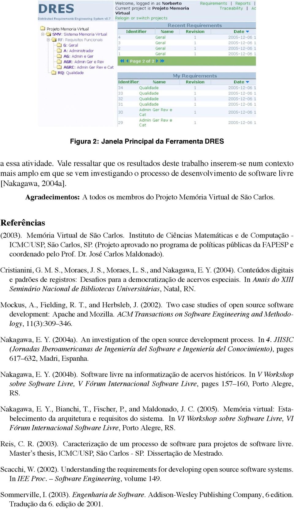 Agradecimentos: A todos os membros do Projeto Memória Virtual de São Carlos. Referências (2003). Memória Virtual de São Carlos. Instituto de Ciências Matemáticas e de Computação - ICMC/USP, São Carlos, SP.