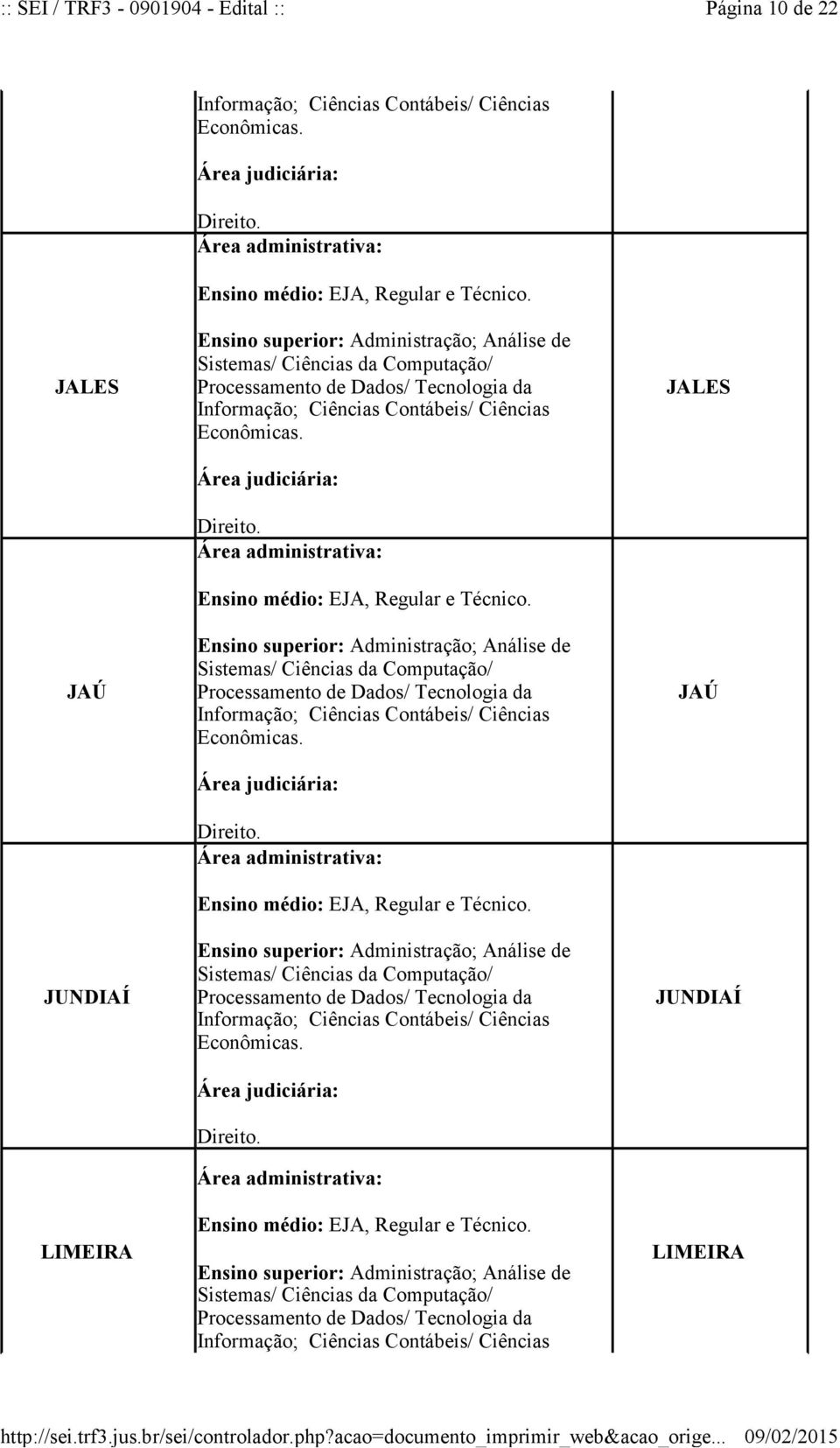 JALES JAÚ JUNDIAÍ LIMEIRA