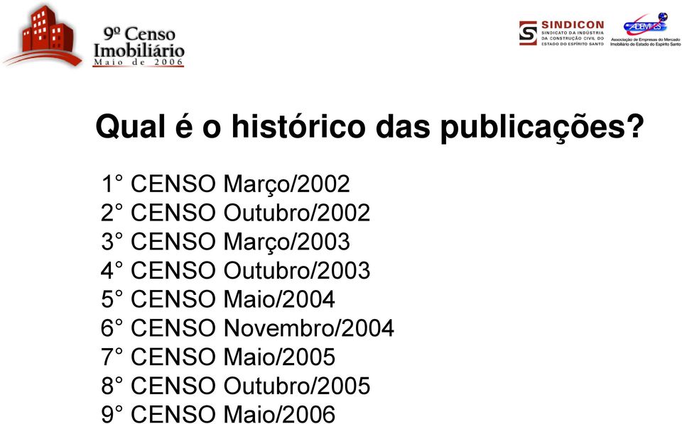 Março/23 4 CENSO Outubro/23 5 CENSO Maio/24 6